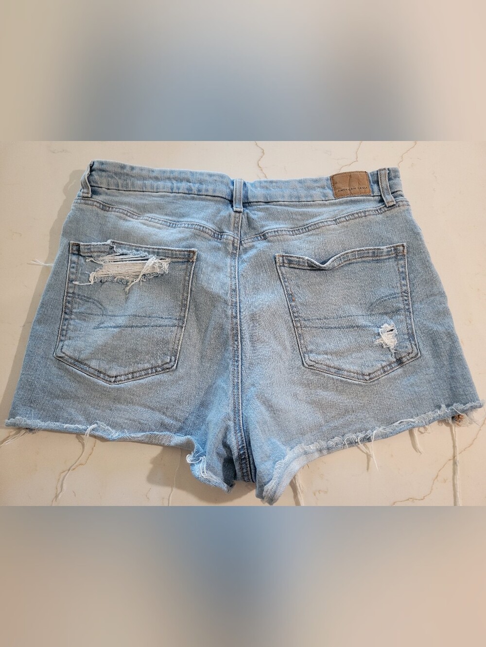 American Eagle Outfitters Light Blue Ripped Denim Shorts - Picture 3 of 3